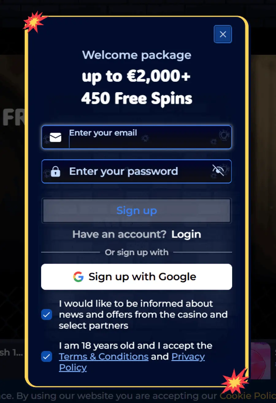 Gangstasino registration